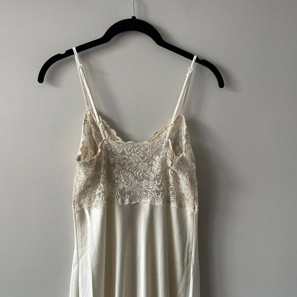 Vintage Anywear Anytime Floral Lace Sheer Bust Slip Dress Cream Small - Picture 5 of 8